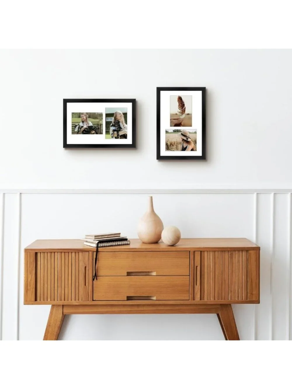 Elegant 5x7 Collage Picture Frame - Solid Wood, Real Glass, Multi-Photo Display